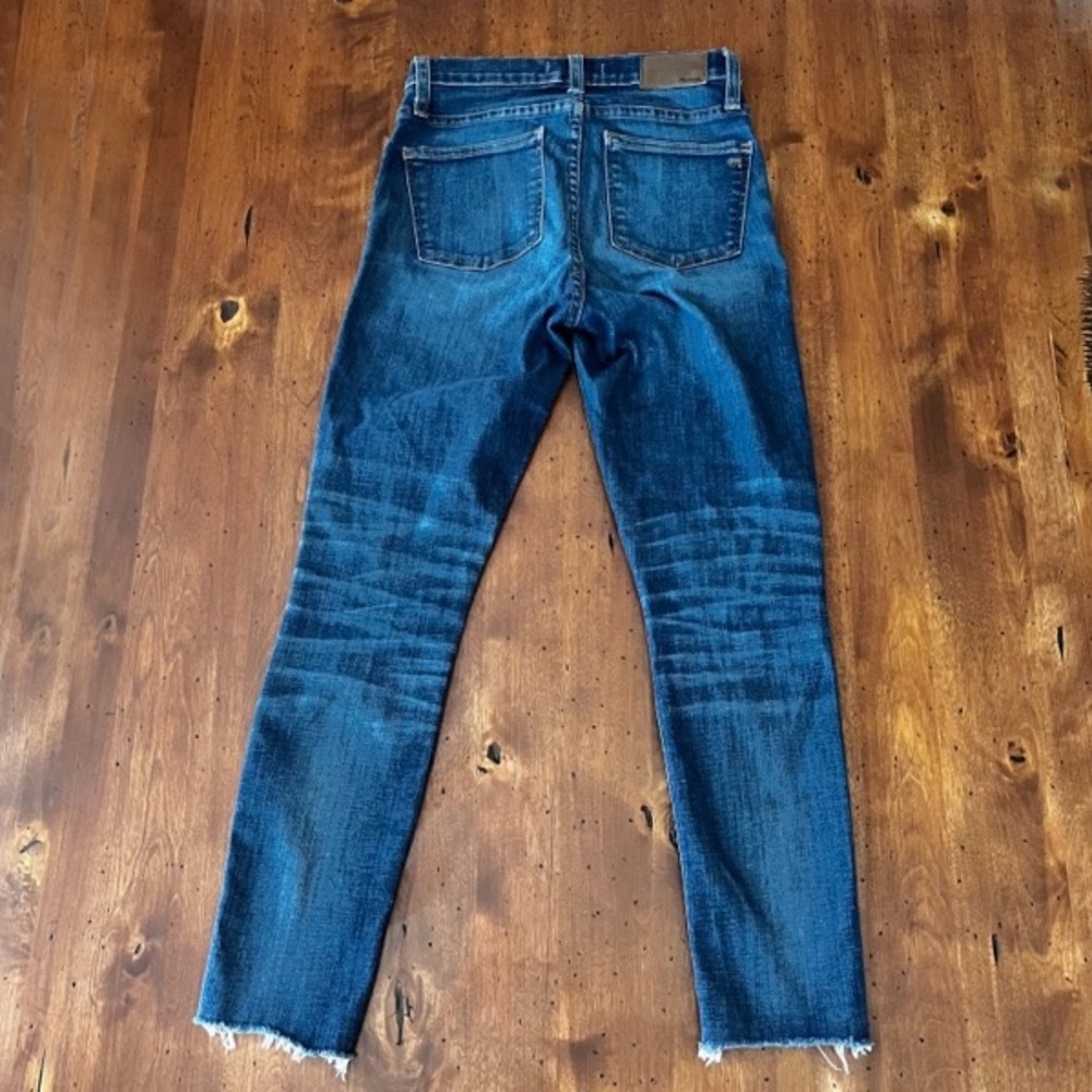 Madewell 9” High Rise Dark Wash Skinny Distressed Jeans - Picture 2 of 7
